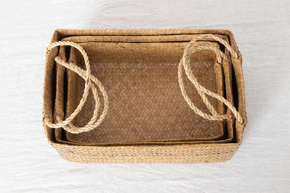 Rectangular Organizing Basket with Handle / Krajood Grass / THA 3115102