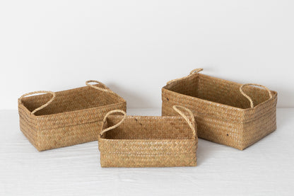 Rectangular Organizing Basket with Handle / Krajood Grass / THA 3115102
