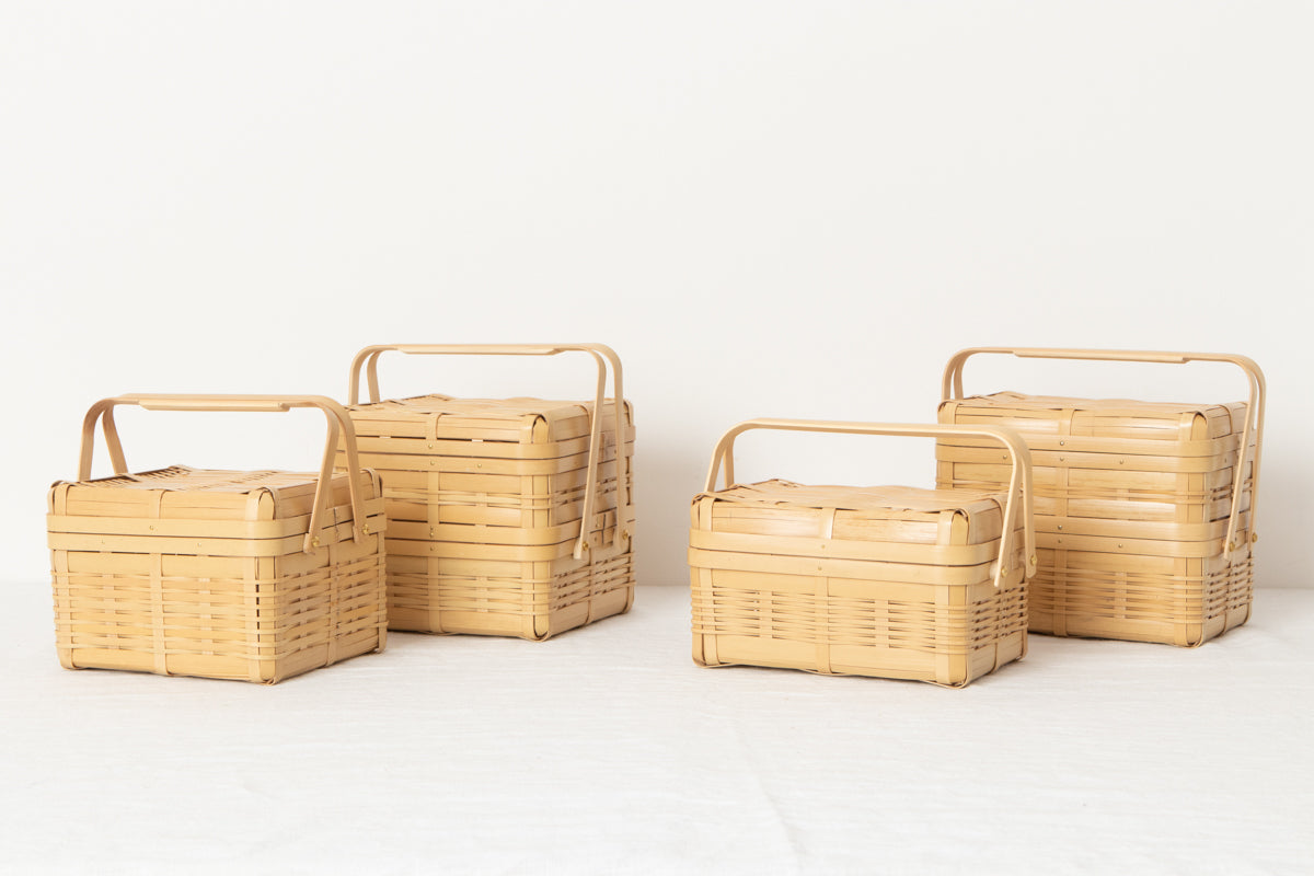 Handled Lunch Basket Small / White Bamboo / Kagoshima-JPN 211201