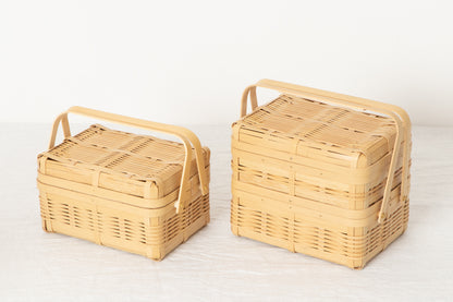 Handled Lunch Basket Small / White Bamboo / Kagoshima-JPN 211201