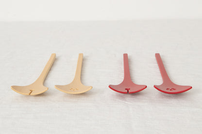 Salad Server "Ginkgo leaf" [ Natural, Red ] / Mōsō bamboo / Ōita-JPN 211101