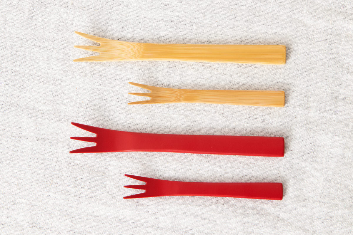 Dessert Fork S, L [ Natural, Red ] / Mōsō bamboo / Ōita-JPN 211110