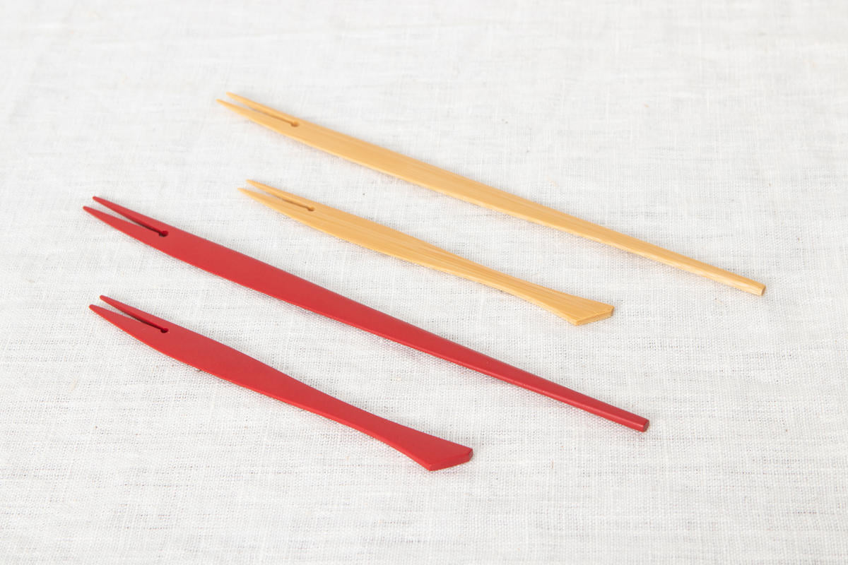Fish Fork [ Natural, Red ] / Small, Large / Mōsō bamboo / Ōita-JPN 211106