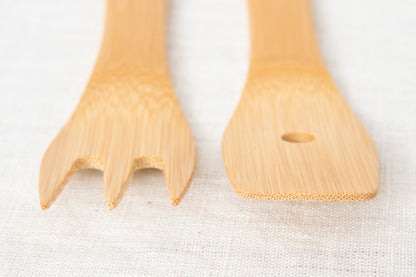 Salad Server "Short" [ Natural, Red ] / Mōsō bamboo / Ōita-JPN 211103