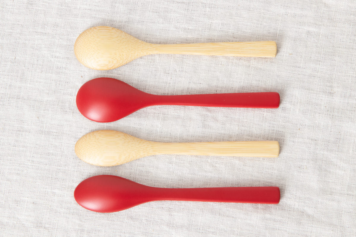 Kids Spoon (Oval, Round / Natural, Red) / Moso Bamboo / Oita-JPN 211115