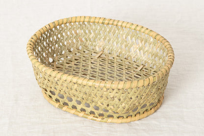 Oval Shallow Dish Basket / Nemagari Bamboo / Nagano-JPN 610232-1