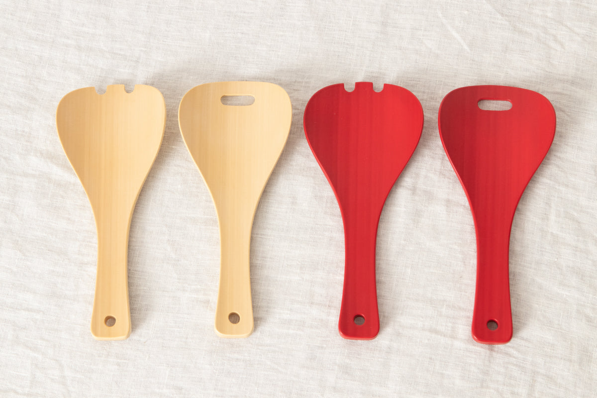 Salad Server "Hand" [ Natural, Red ] / Mōsō bamboo / Ōita-JPN 211105