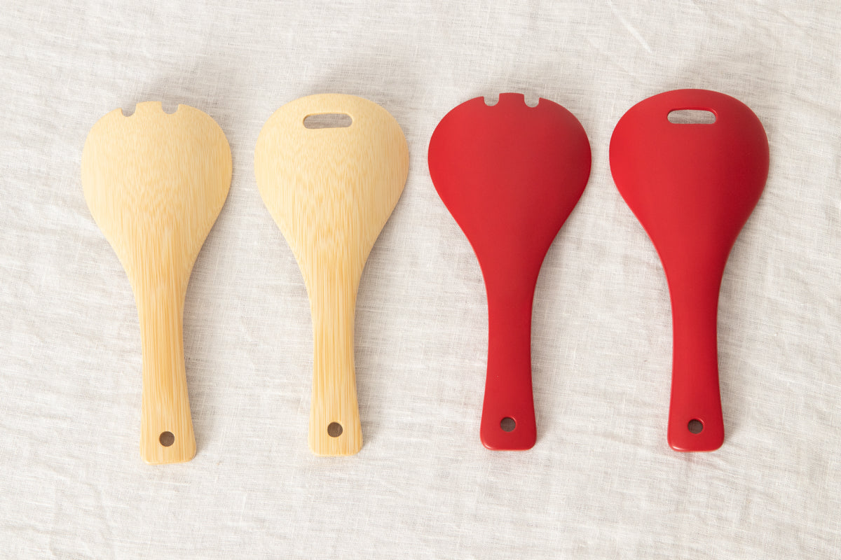 Salad Server "Hand" [ Natural, Red ] / Mōsō bamboo / Ōita-JPN 211105
