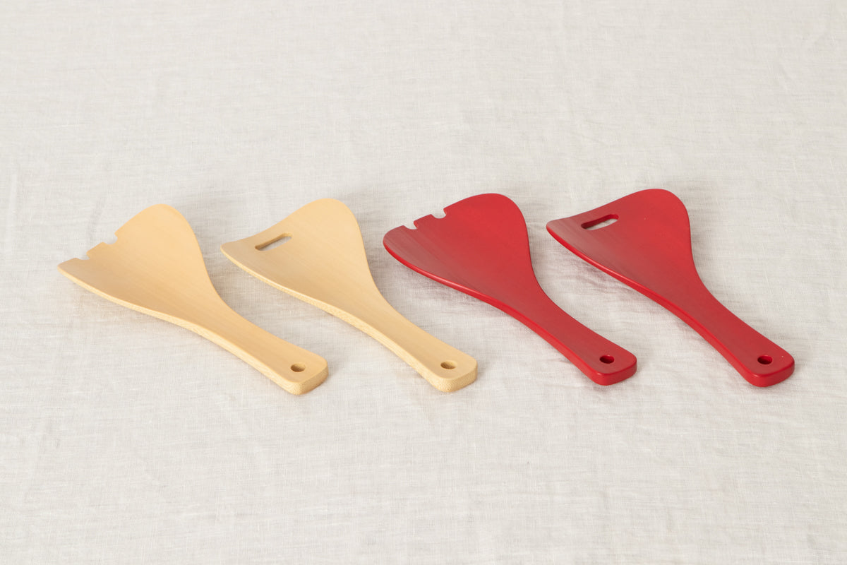 Salad Server "Hand" [ Natural, Red ] / Mōsō bamboo / Ōita-JPN 211105
