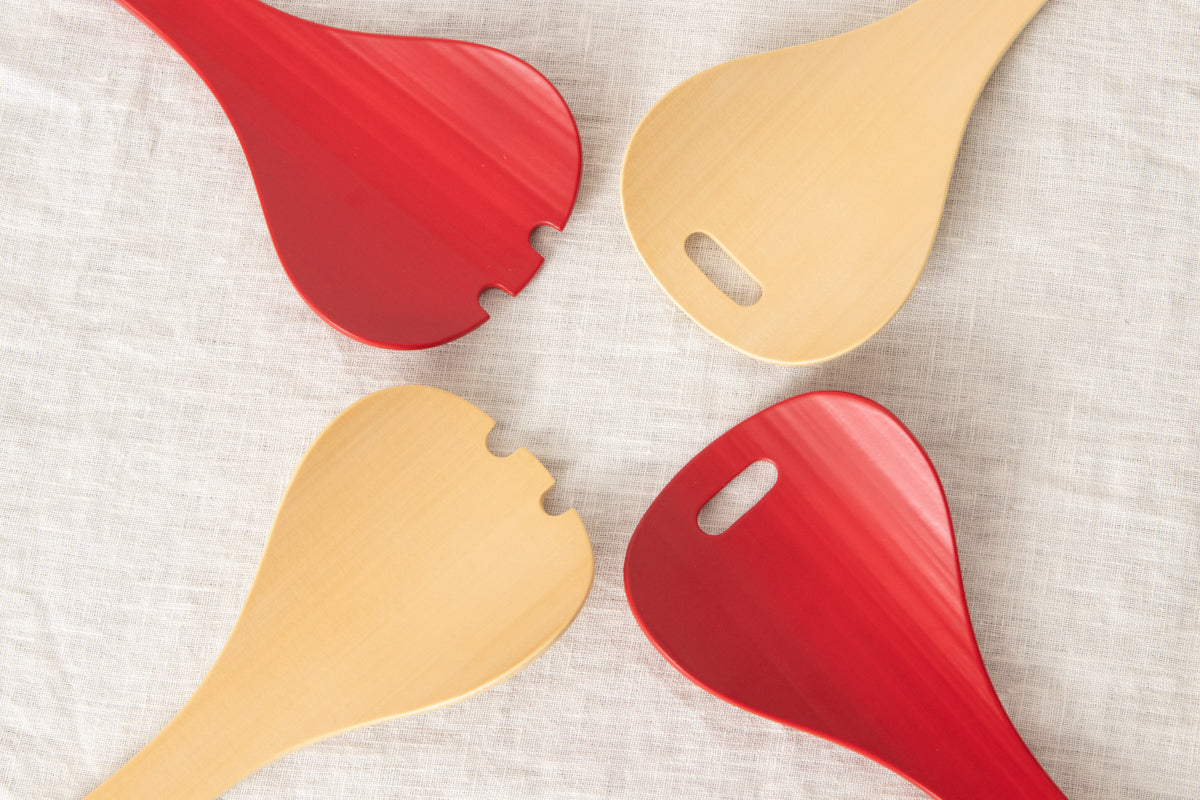 Salad Server "Hand" [ Natural, Red ] / Mōsō bamboo / Ōita-JPN 211105