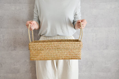 Rectangular Organizing Basket with Handle / Krajood Grass / THA 3115102